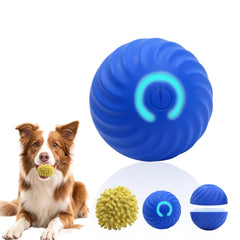 CONAMEI Interactive Dog Ball front view shows blue rechargeable toy for pets.