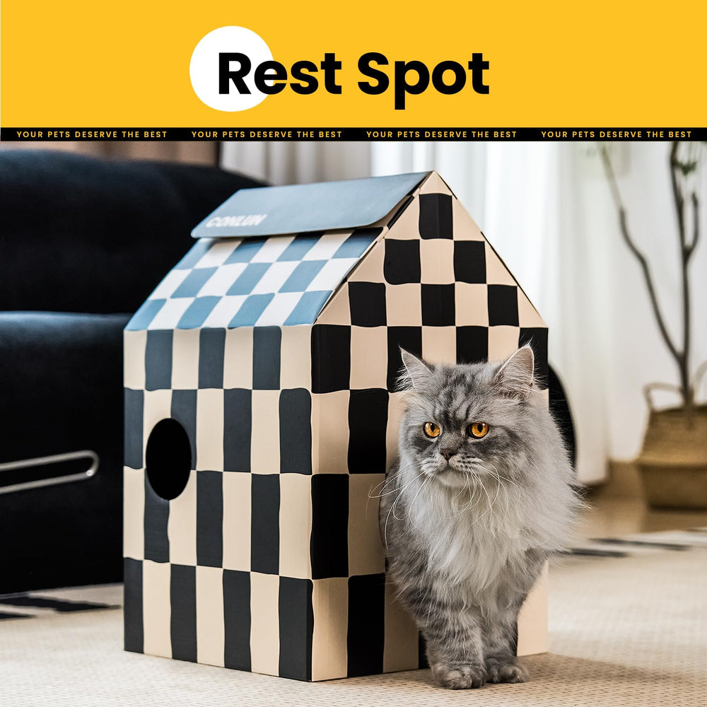 Conlun textured interior photo shows comfortable scratching texture for cats.