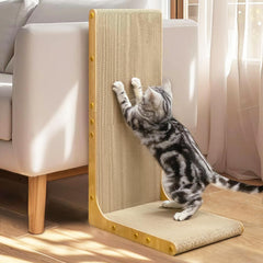Conlun Cardboard Cat Scratcher 26in L-shape wall-mounted, space-saving scratch area