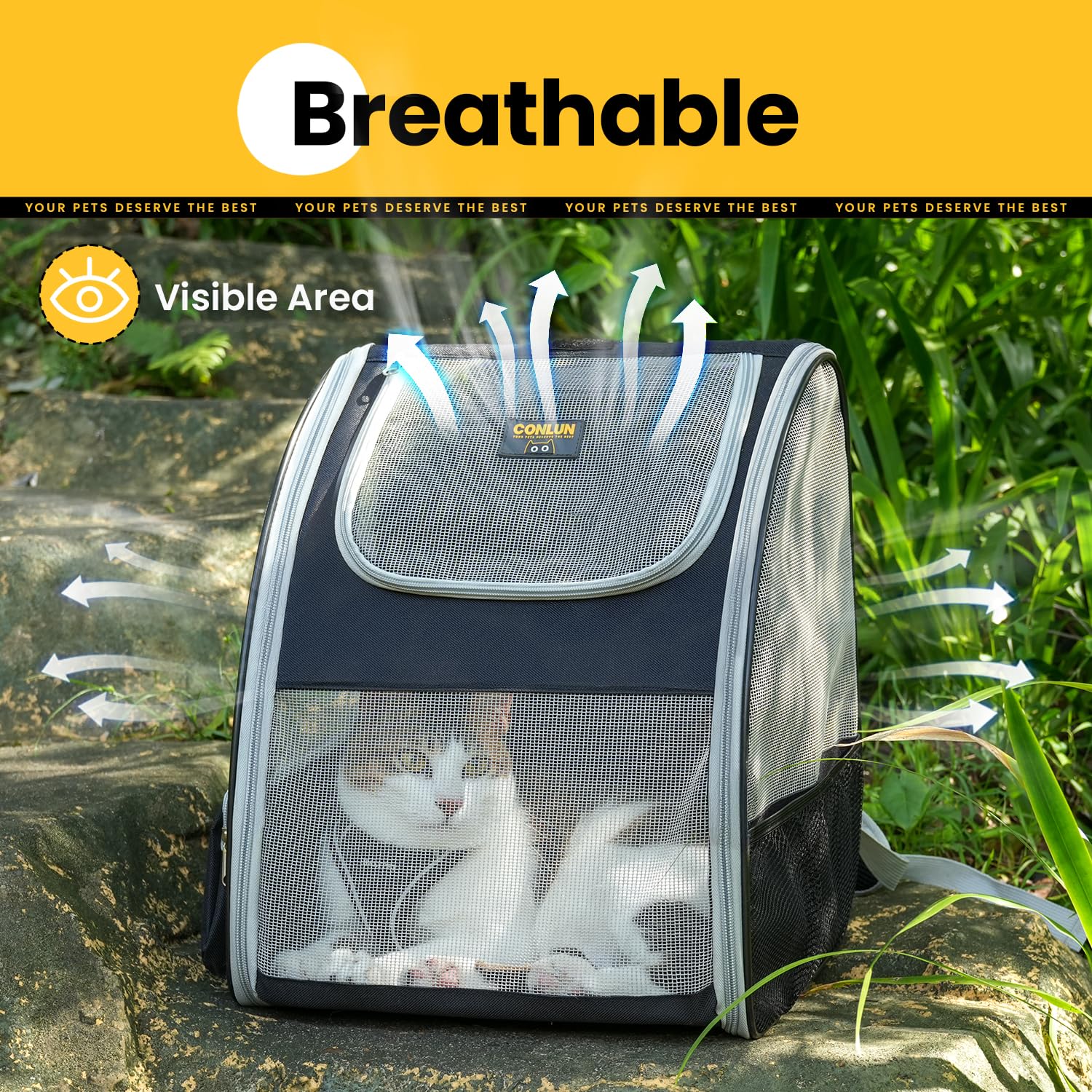 Conlun cat backpack built from durable materials for long-lasting use