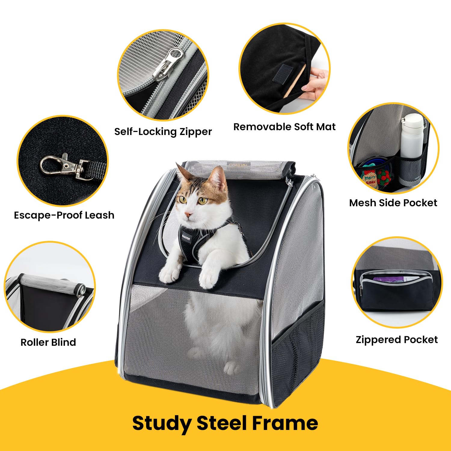 Conlun cat backpack folded flat for compact storage
