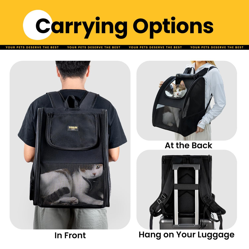 Conlun cat backpack folded storage demonstrates compact design.