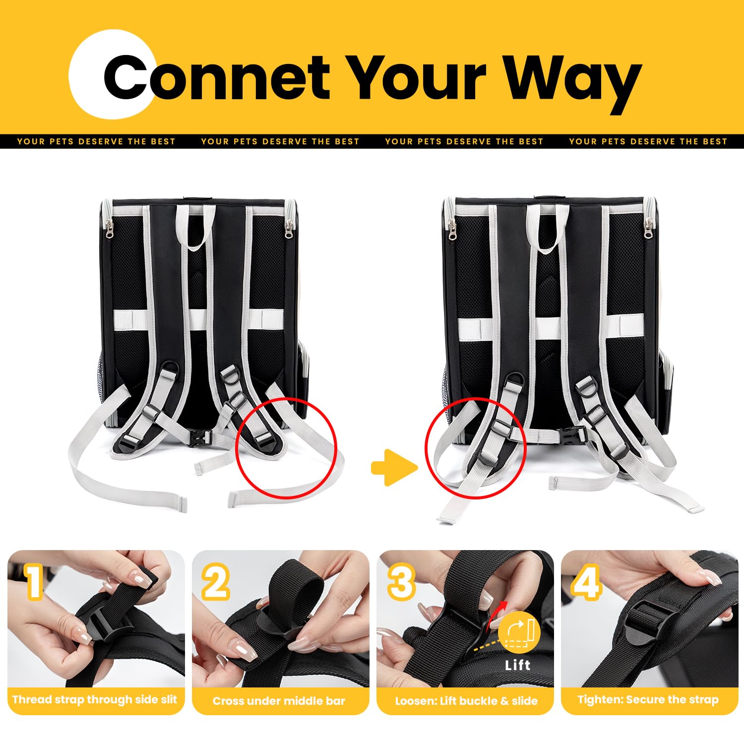Conlun cat backpack with removable cushion for easy cleaning
