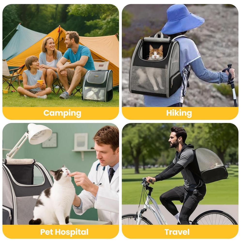 Conlun cat backpack with side pockets for treats and small items