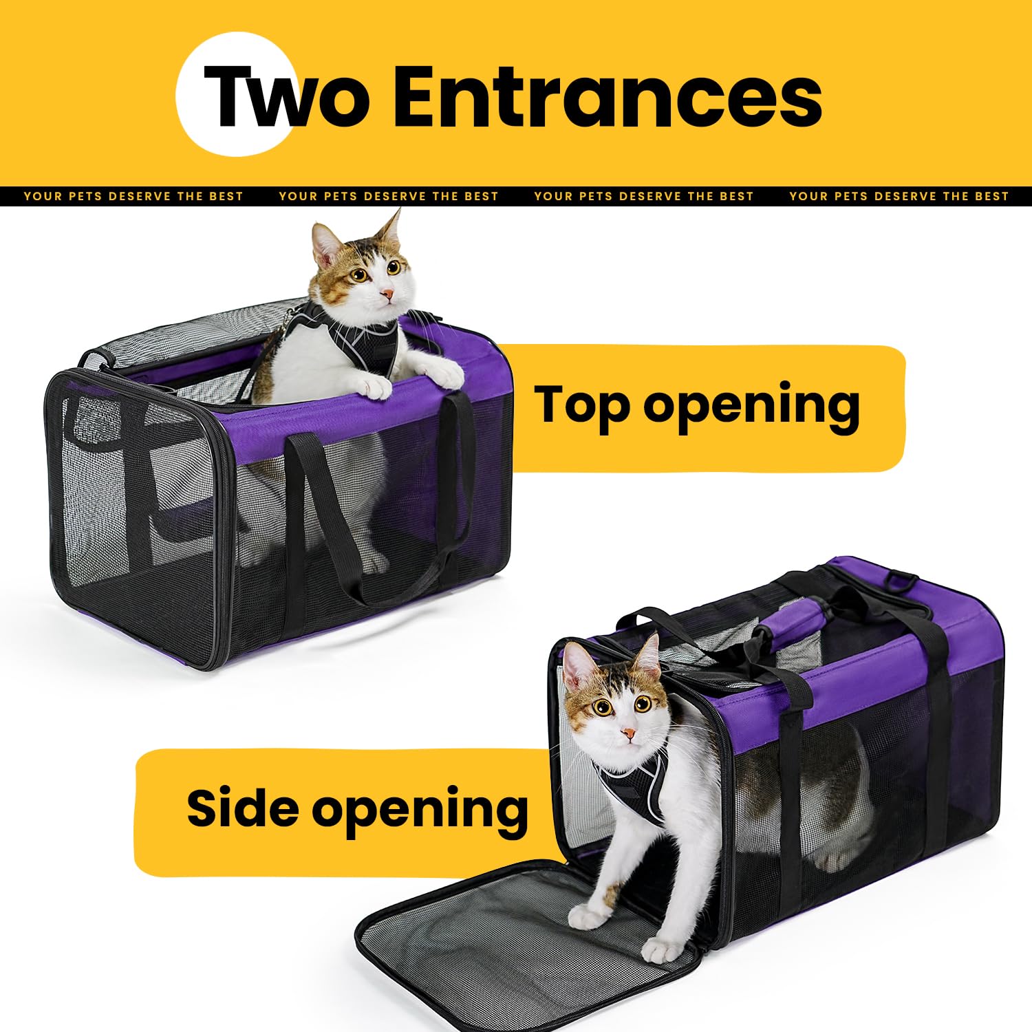 Conlun cat carrier features self-locking zippers for secure transport.