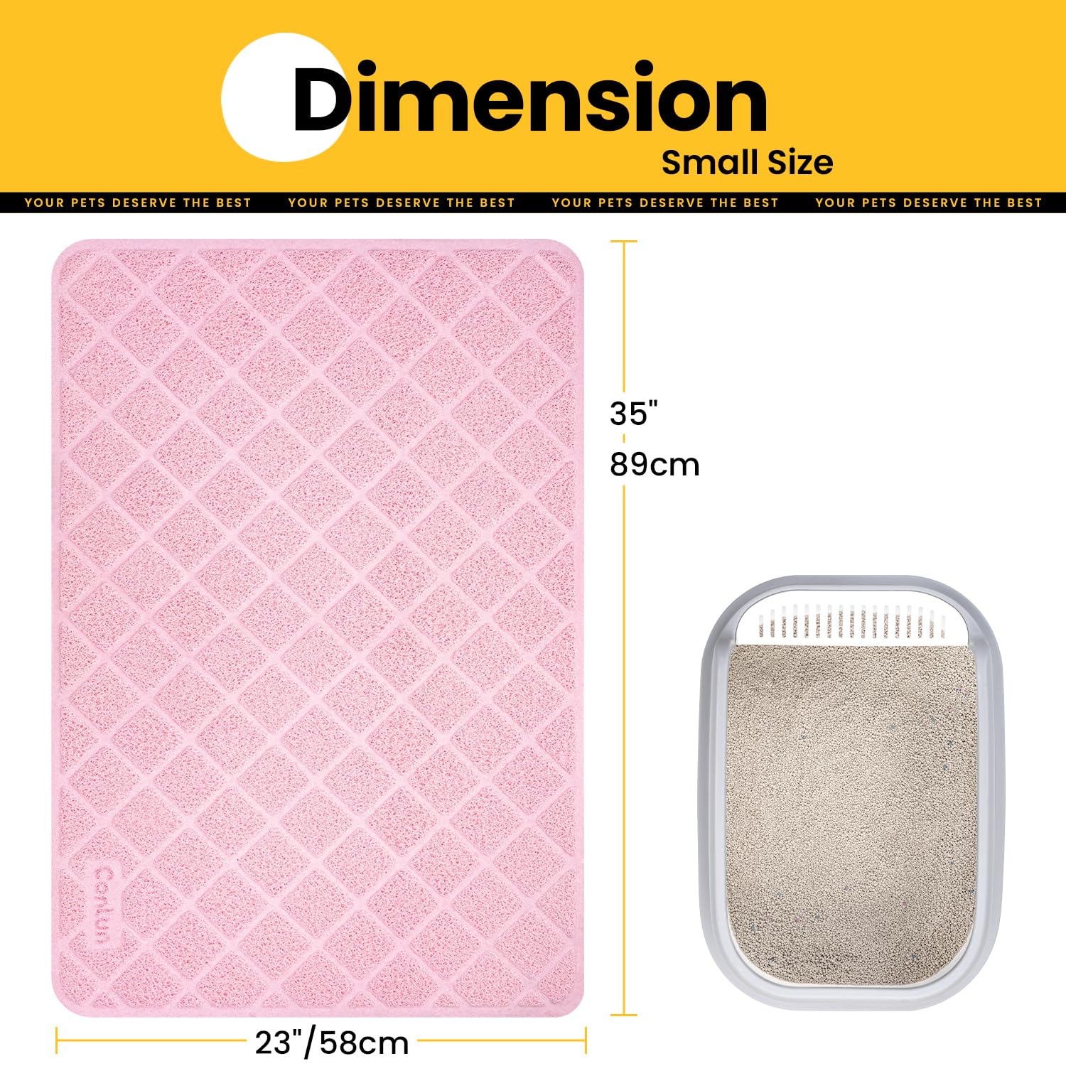 Conlun cat litter mat 35x23 pink wide view highlights large surface area