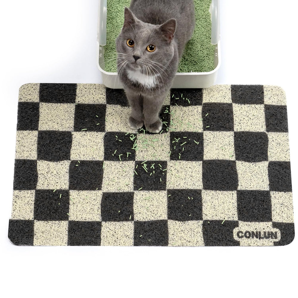 Conlun cat litter mat chessboard pattern closeup traps litter effectively