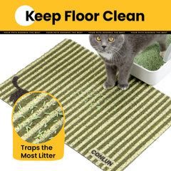 Conlun cat litter mat deep grooves trap litter from paws, reducing tracked mess.
