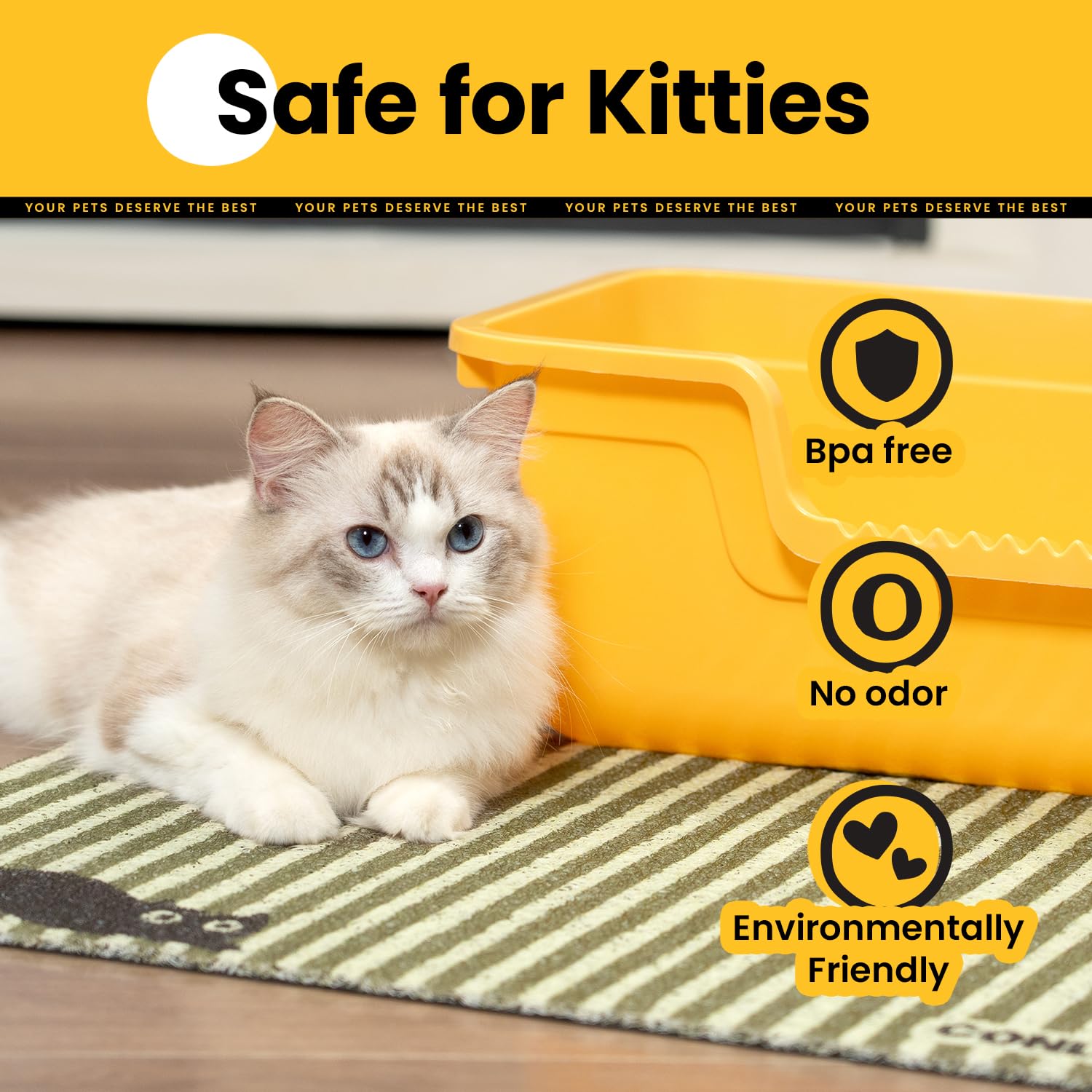 Conlun cat litter mat easy-clean rinse or shake helps quick maintenance.