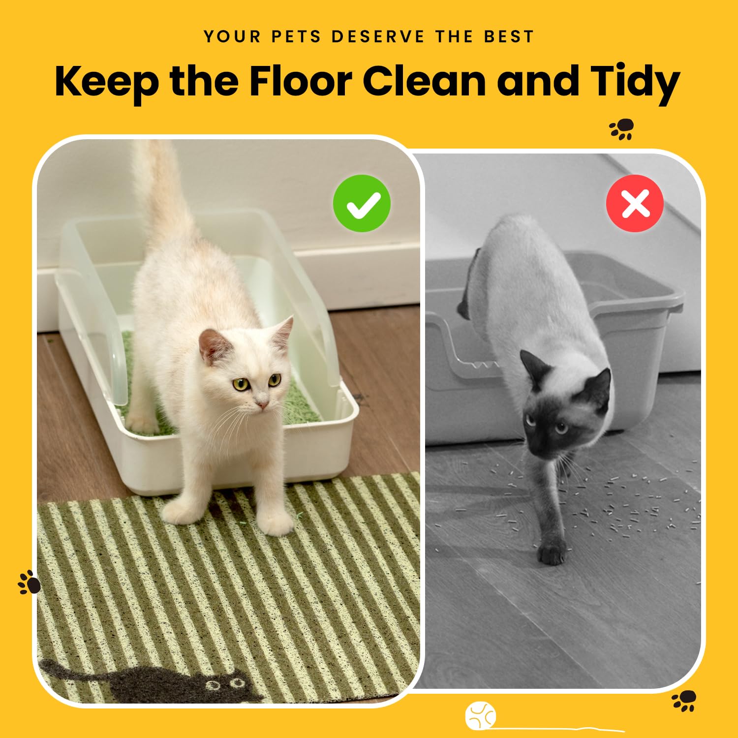 Conlun cat litter mat floor-protection design minimizes spills and floor stains.