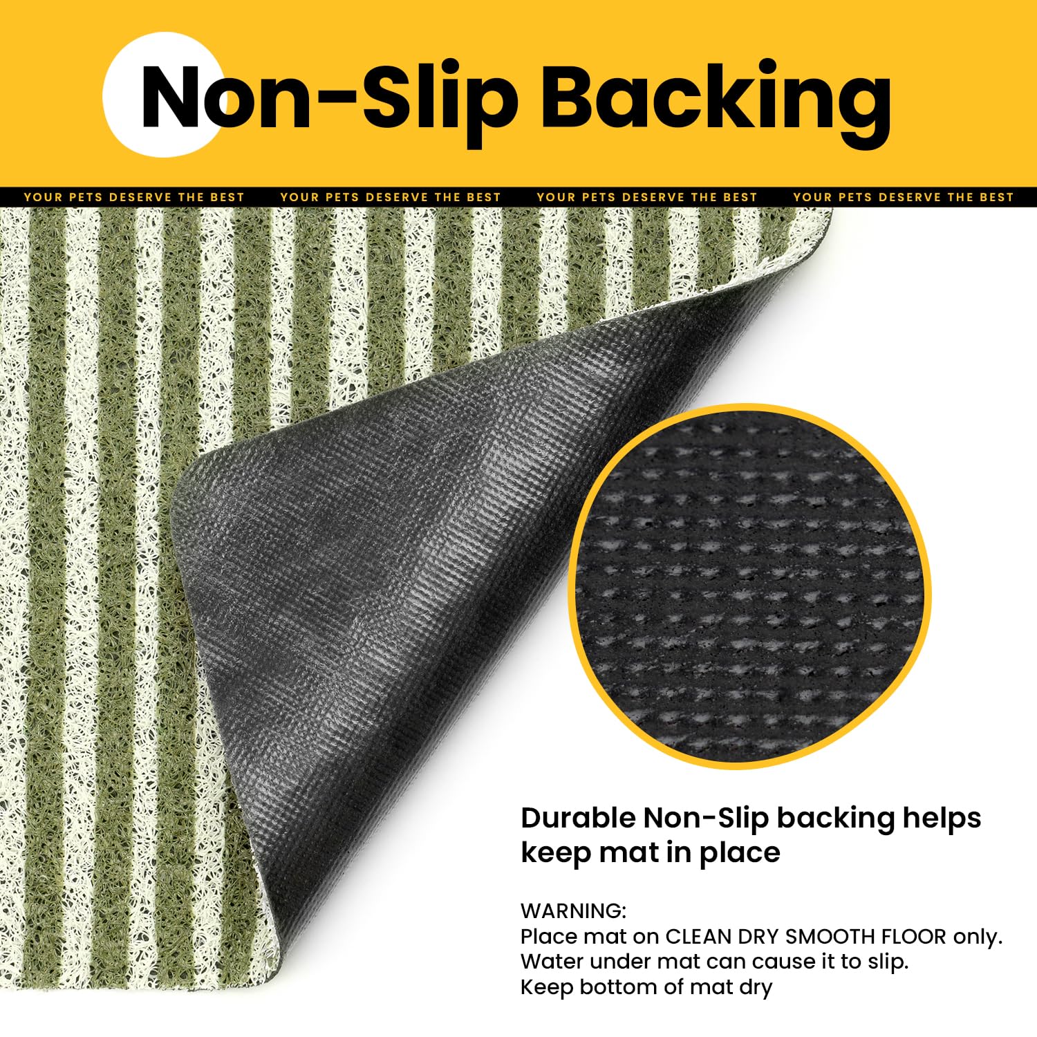 Conlun cat litter mat green stripe pattern adds style and practicality.