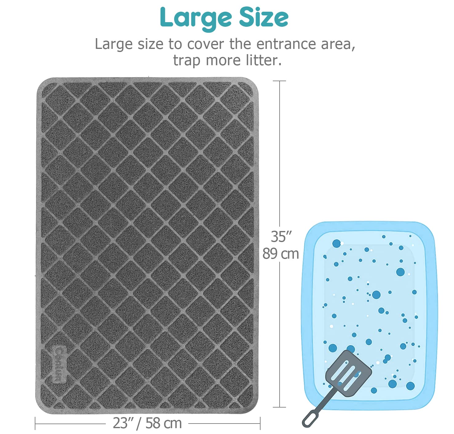 Conlun Cat Litter Mat non-slip backside on floor demonstrating secure placement