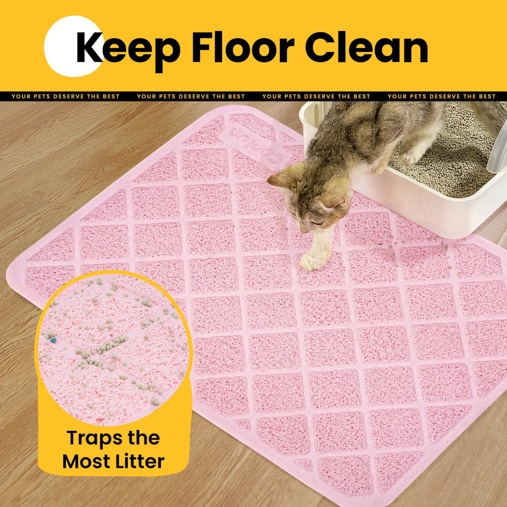 Conlun cat litter mat paws-trap focus shows litter captured from paws