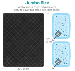 Conlun Cat Litter Mat PVC texture in-use shows non-slip backing for stability.