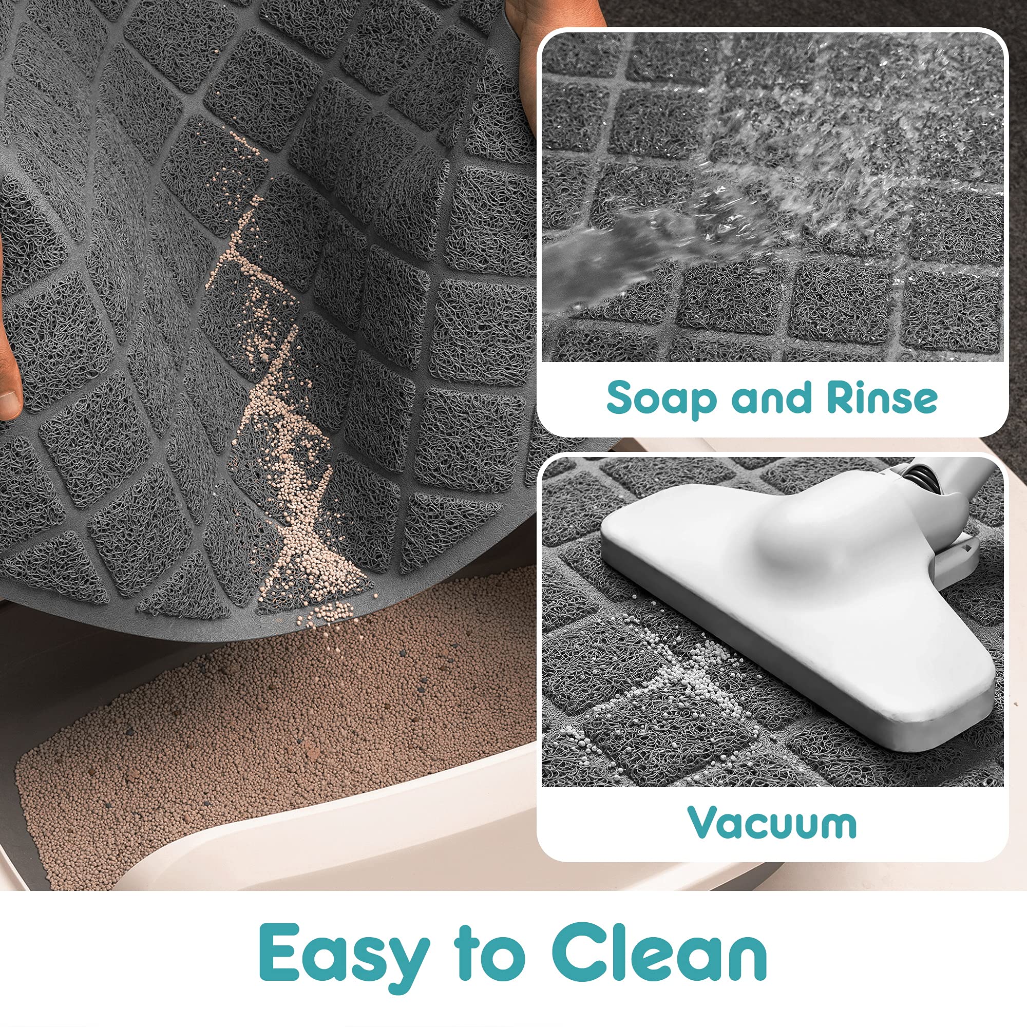 Conlun Cat Litter Mat trapping action with deep grooves keeps litter contained