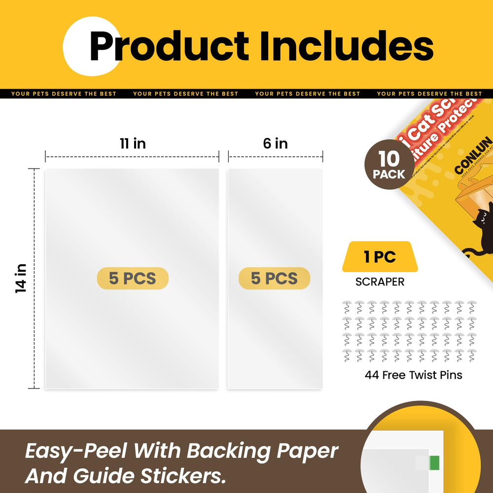Conlun cat scratch protector adhesive sheet enabling quick, clean peel-and-stick installation