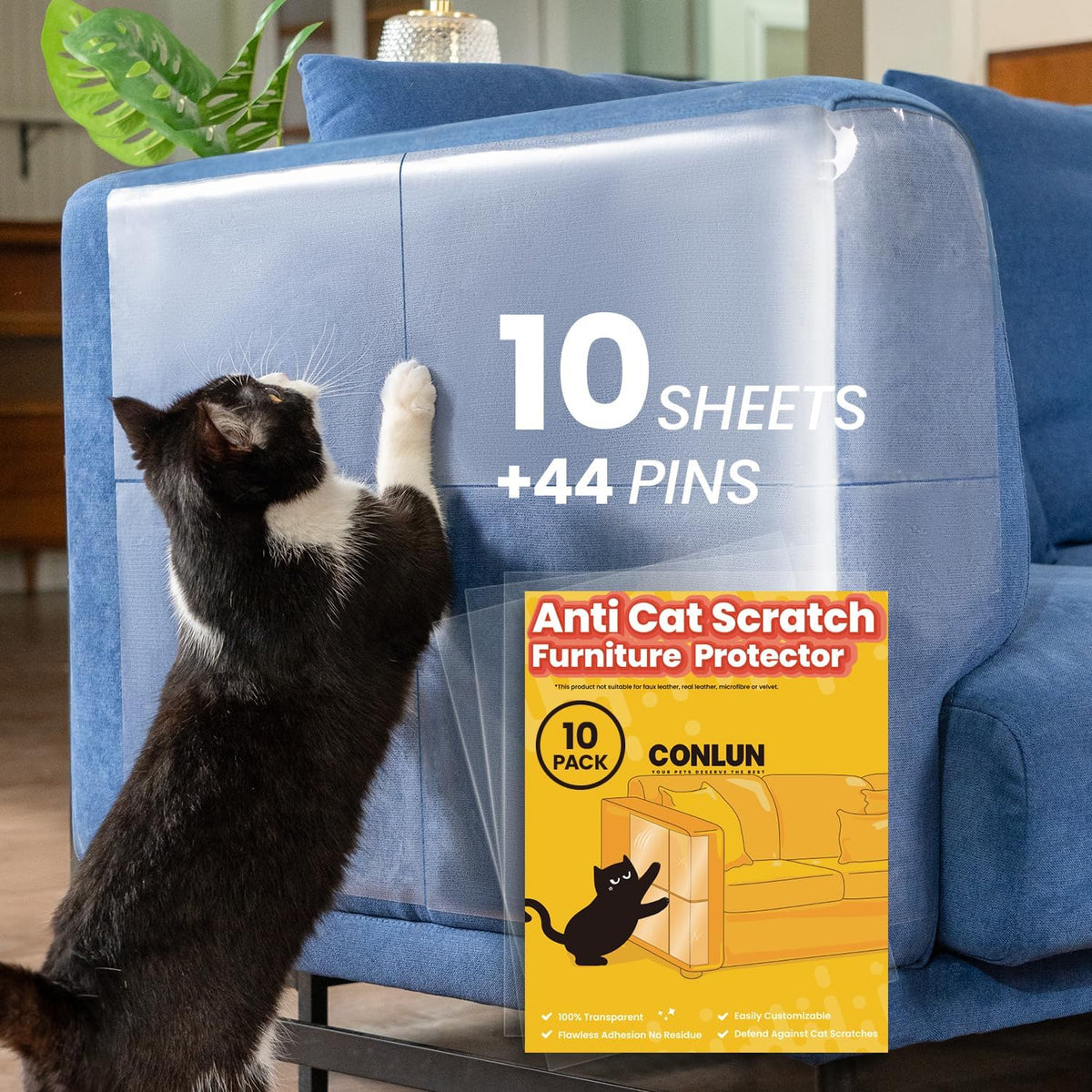 Conlun cat scratch protector guards 11x14 sheets shielding upholstery from claws