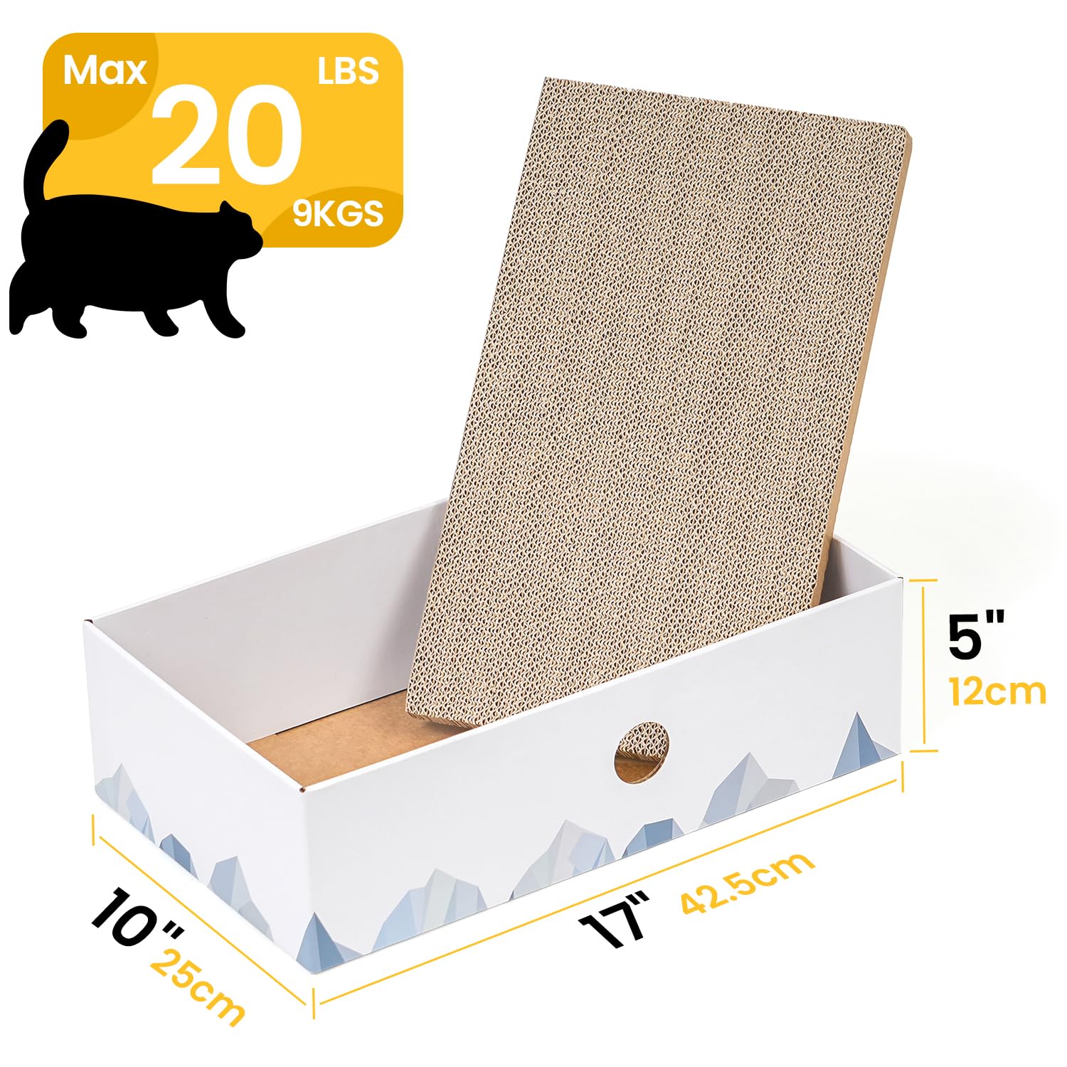 Conlun Cat Scratcher Box durable cardboard panel withstands energetic scratching sessions