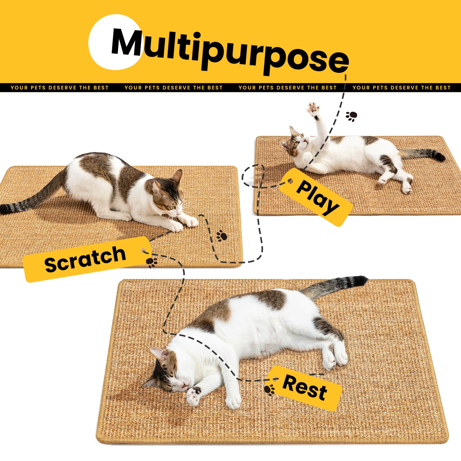 Conlun Cat Scratcher Mat anti-slip backside keeps pad stable during play.