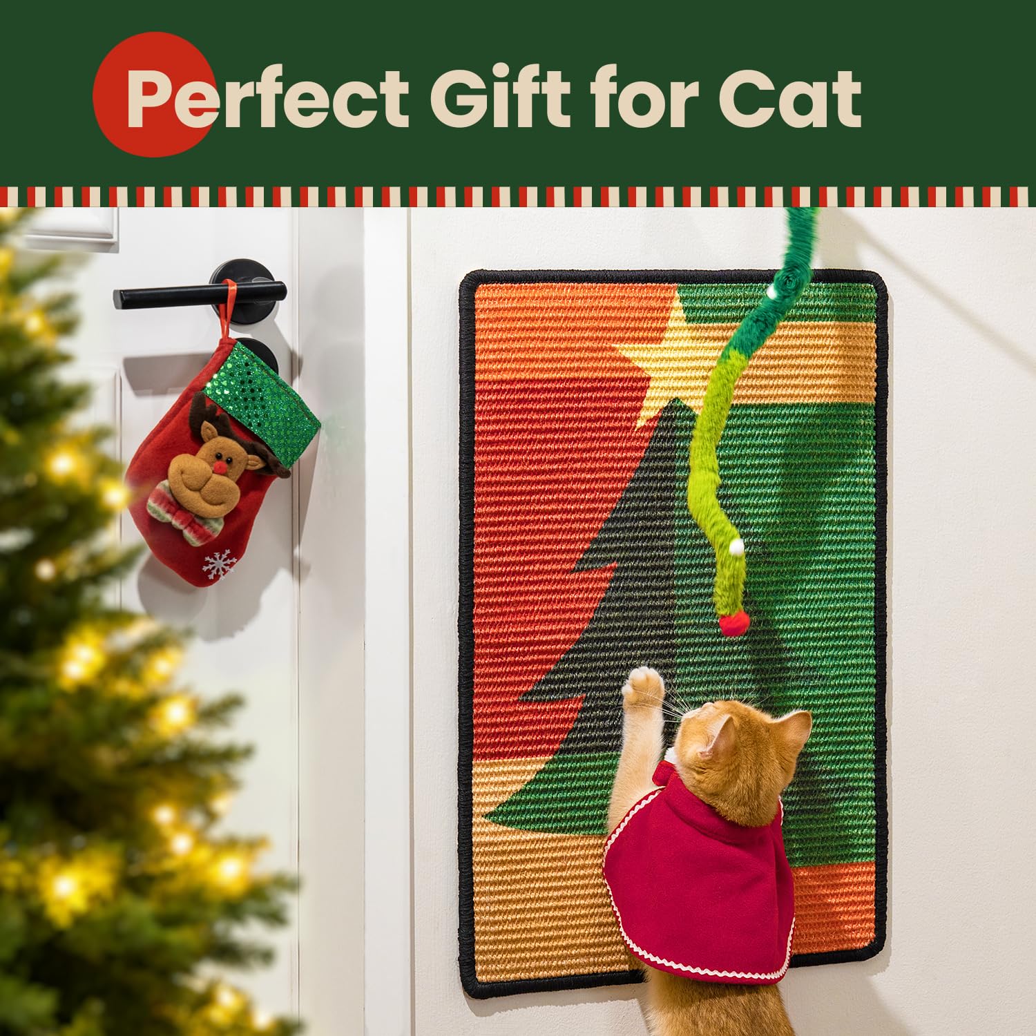 Conlun cat scratcher mat in use shows cats clawing safely on furniture guard