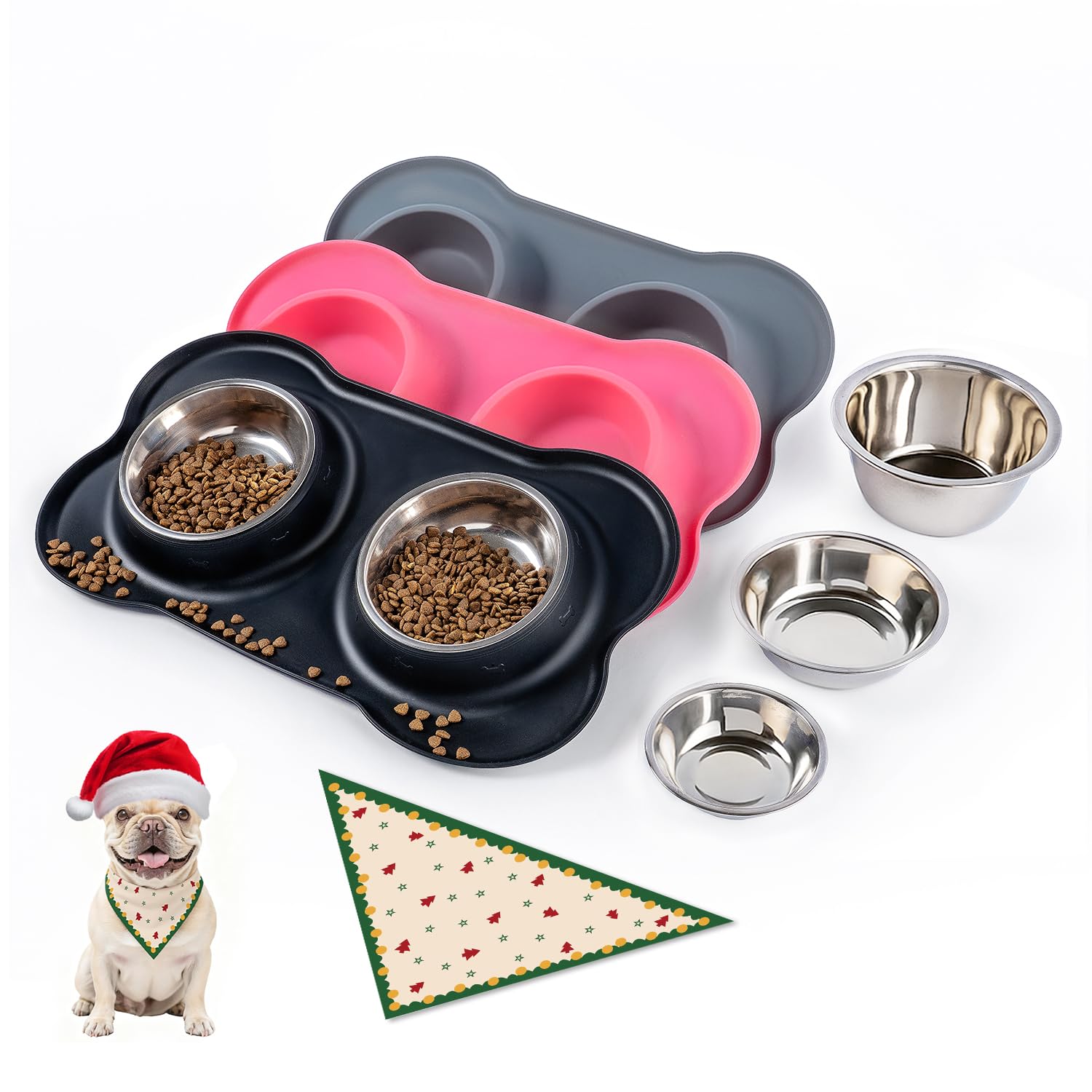 Conlun dog bowls with silicone mat no spill setup keeps small pets tidy during meals.