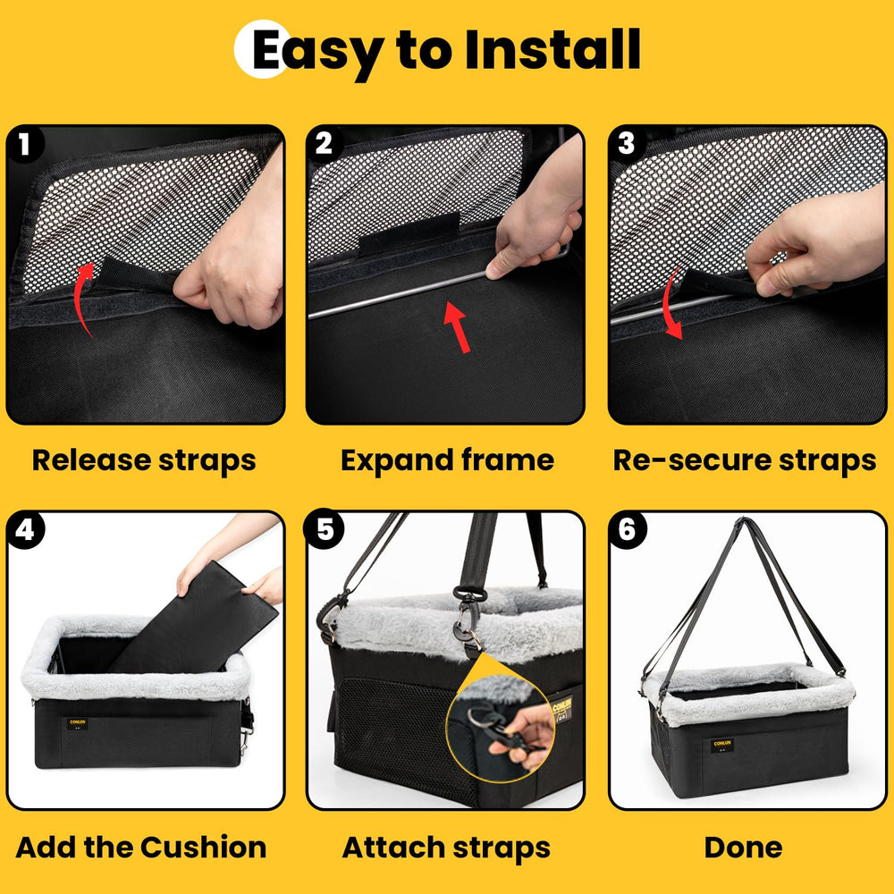 Conlun booster installs in minutes with adjustable headrest straps.