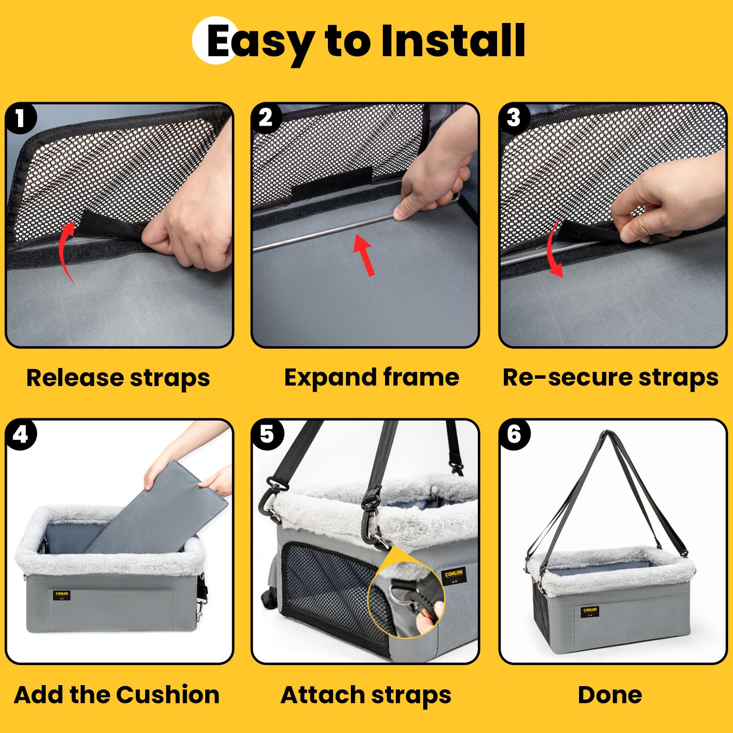 Conlun fabric resists messes for easy cleaning after outings.