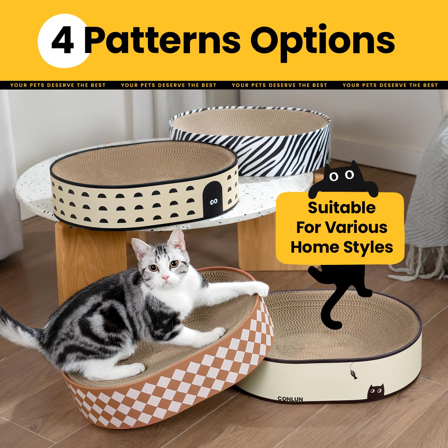 Conlun Easy-clean removable debris, quick tidy after cat play.
