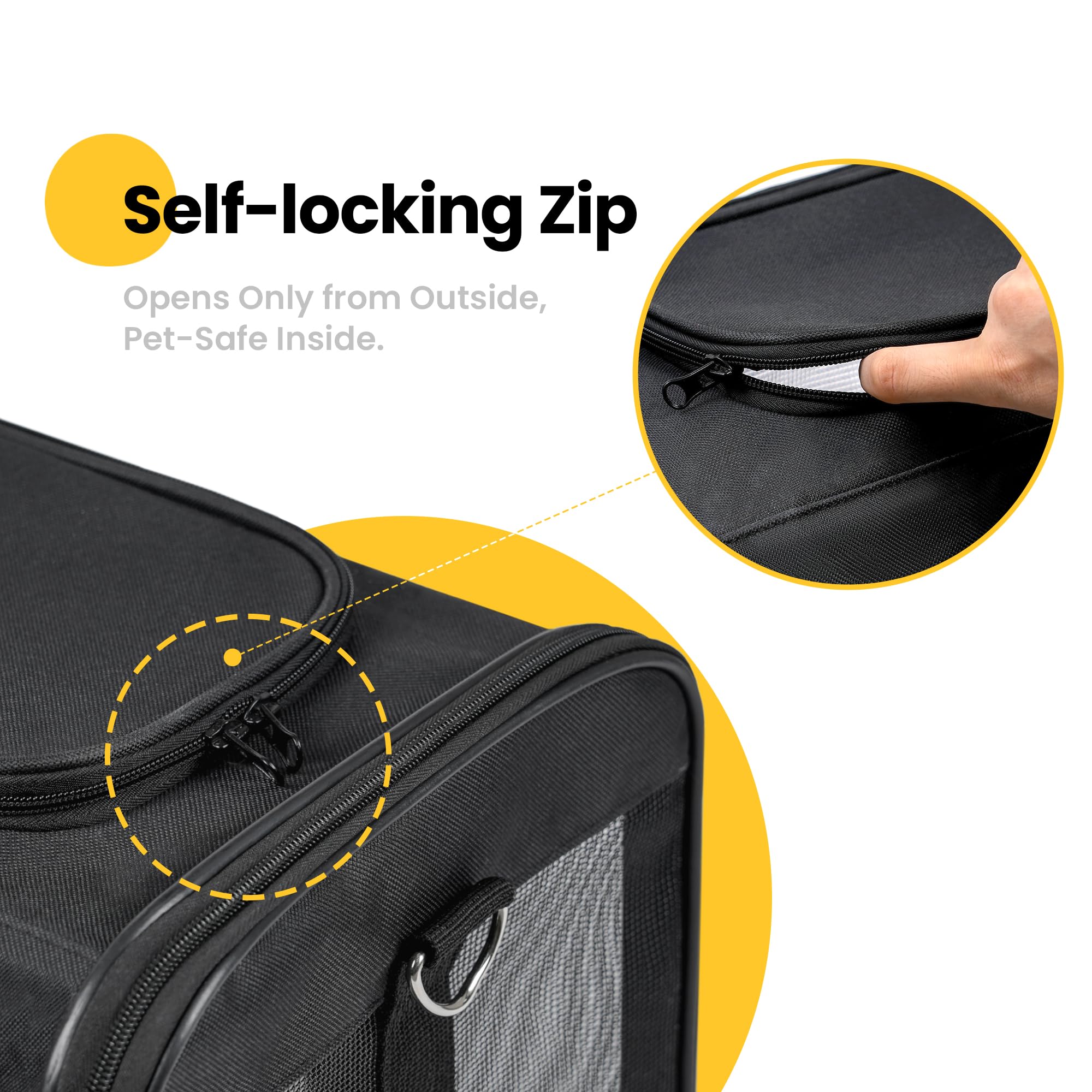 Conlun carrier includes inner safety leash to keep pets secure on trips.