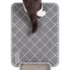 Conlun PVC cat litter mat gray 24x15 showing wide trap area reduces floor mess