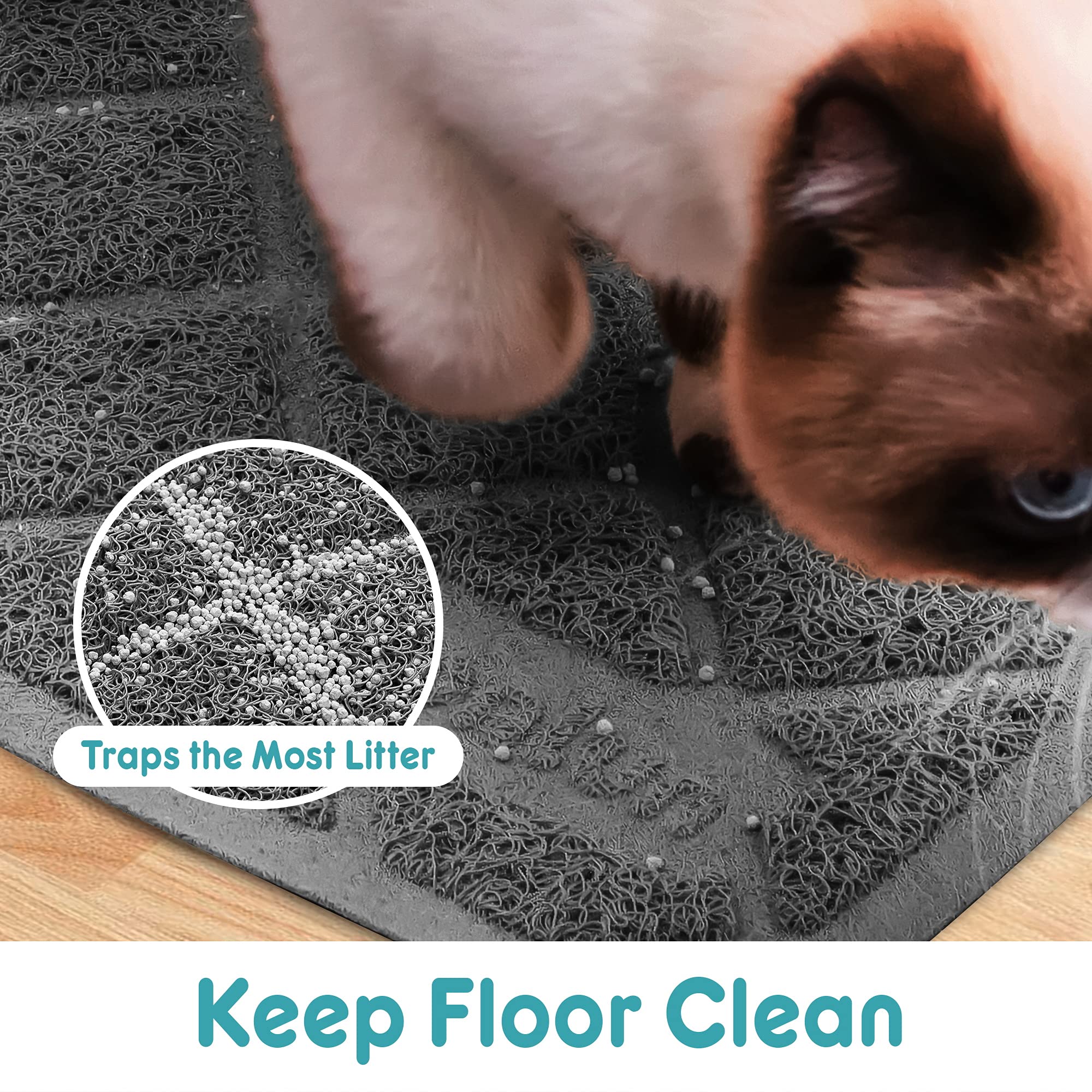 Conlun PVC cat litter mat grid-trap design catches stray litter efficiently