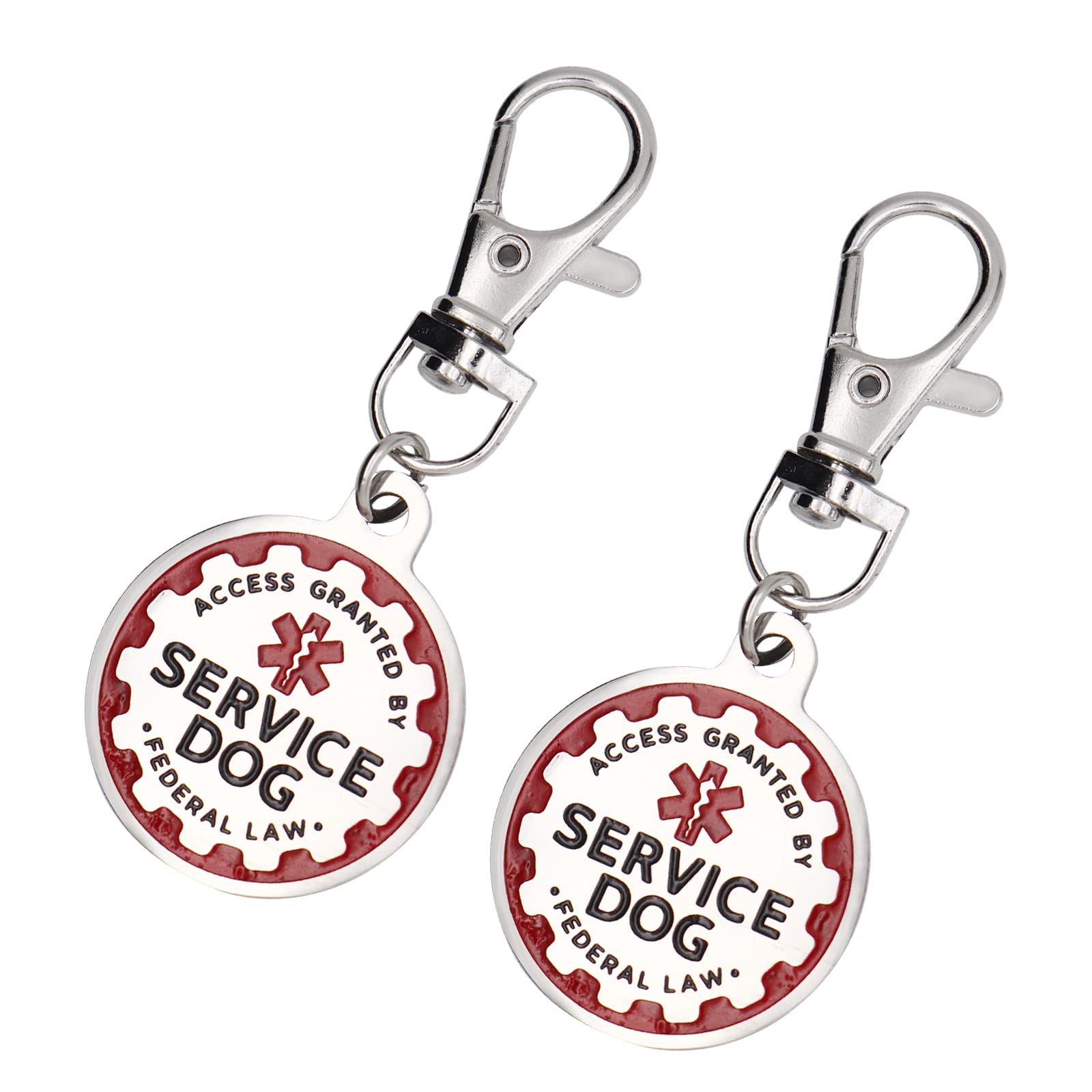 Consio puppy service dog tag double-sided front with red medical alert for quick recognition.