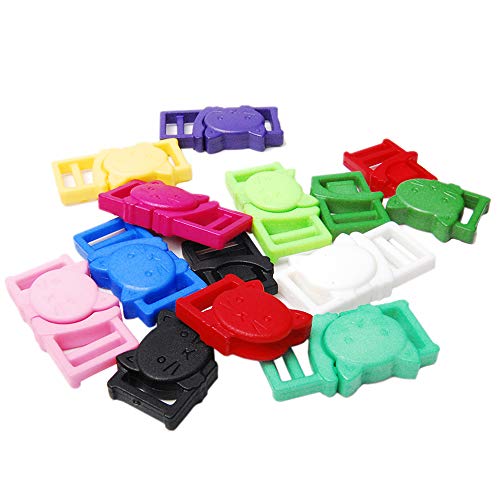 CooBigo 25pcs cat-head buckles in mixed colors close-up for DIY collars