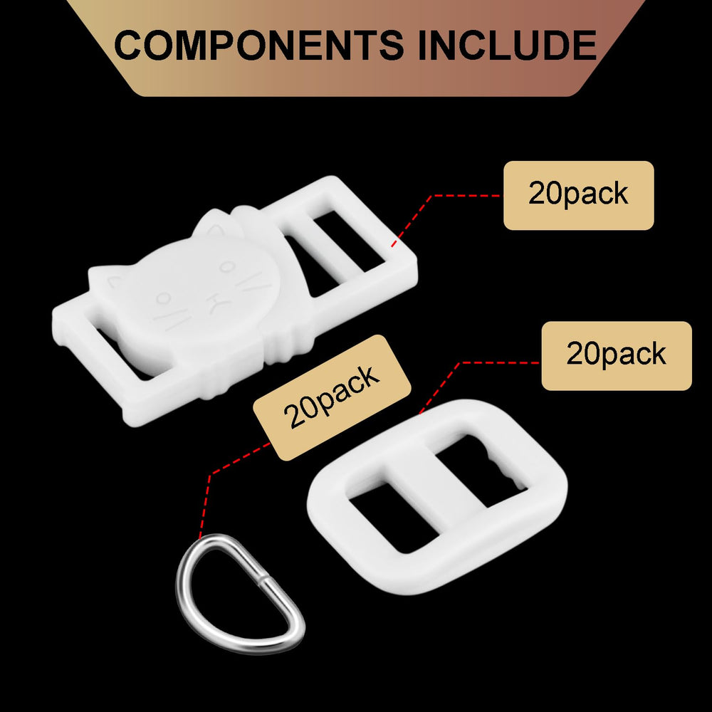 CooBigo breakaway buckles white packaging shows 20-piece kit