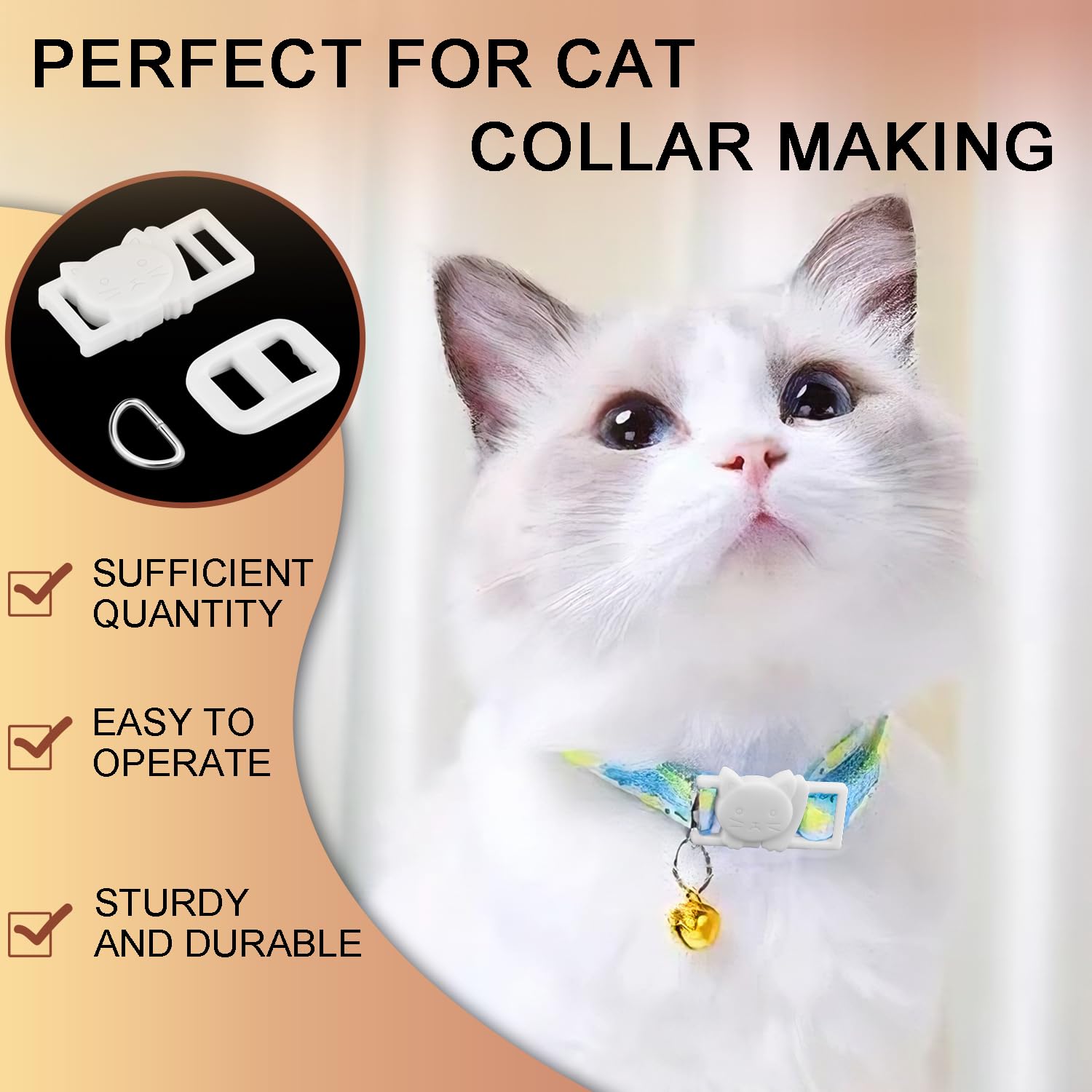 CooBigo silver D-ring metal white close-up for durable leash attachment