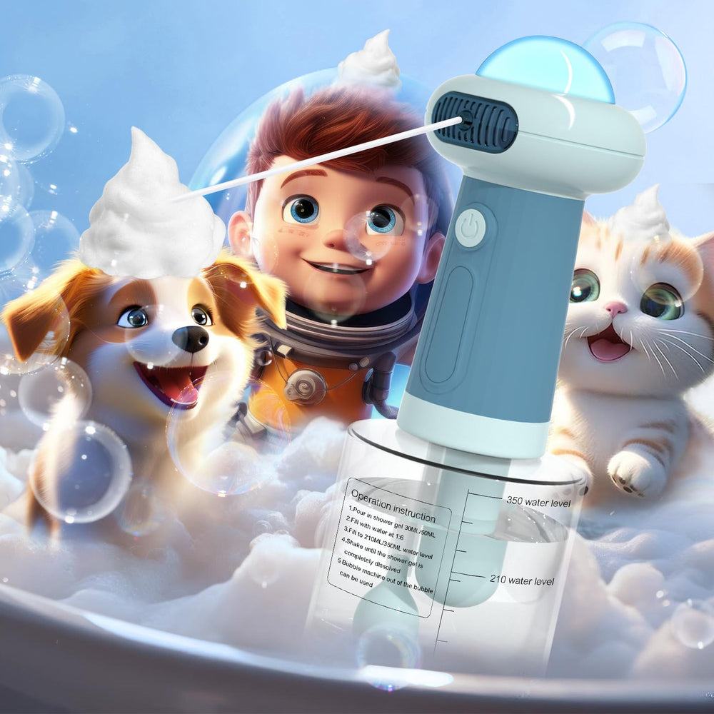 Coocake Electric Dog Shampoo Dispenser in use delivering rich bubbles for quick cleaning