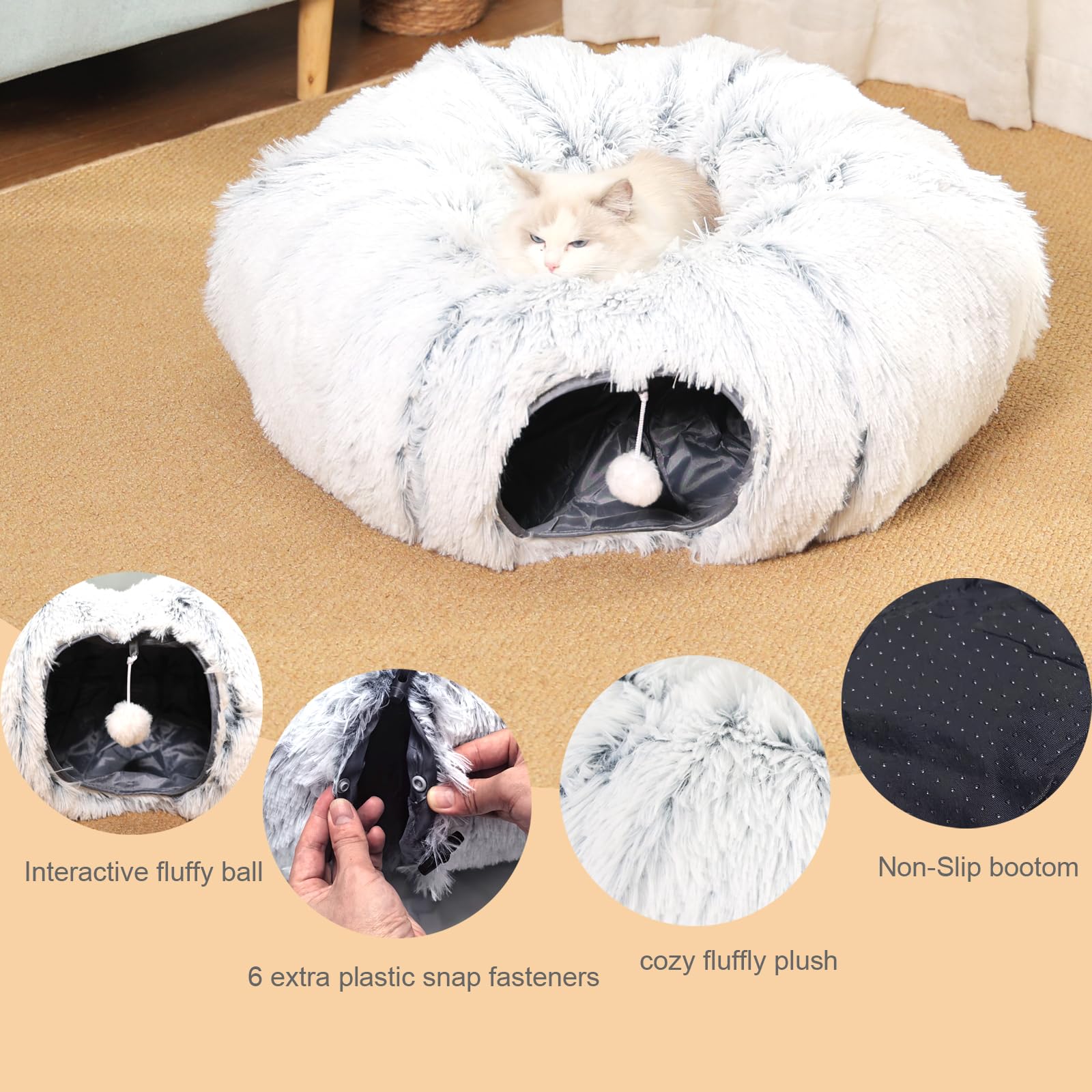 COODIA cat bed plush closeup highlighting soft comfort for naptime warmth.