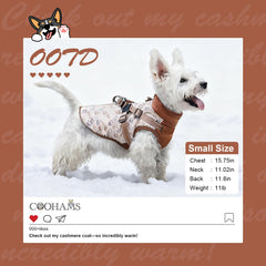 COOHAMS dog winter coat side profile shows windproof layer for breezy hikes