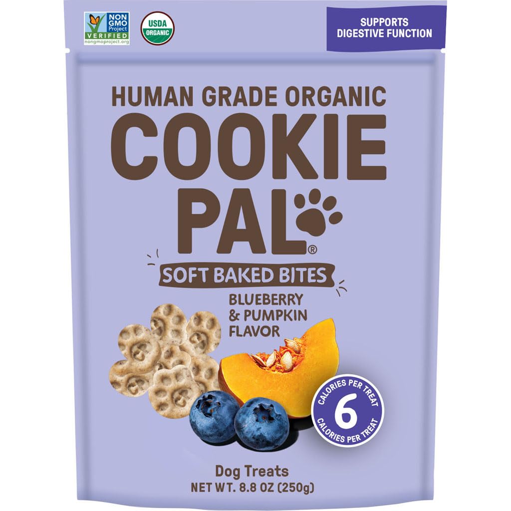 CookiePal blueberry-pumpkin soft baked dog treats package view for medium-breed rewards