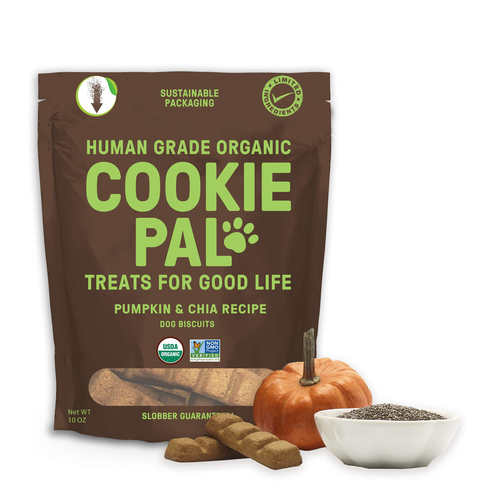 CookiePal Pumpkin Chia dog treats close-up showing crunchy texture ideal for training rewards.