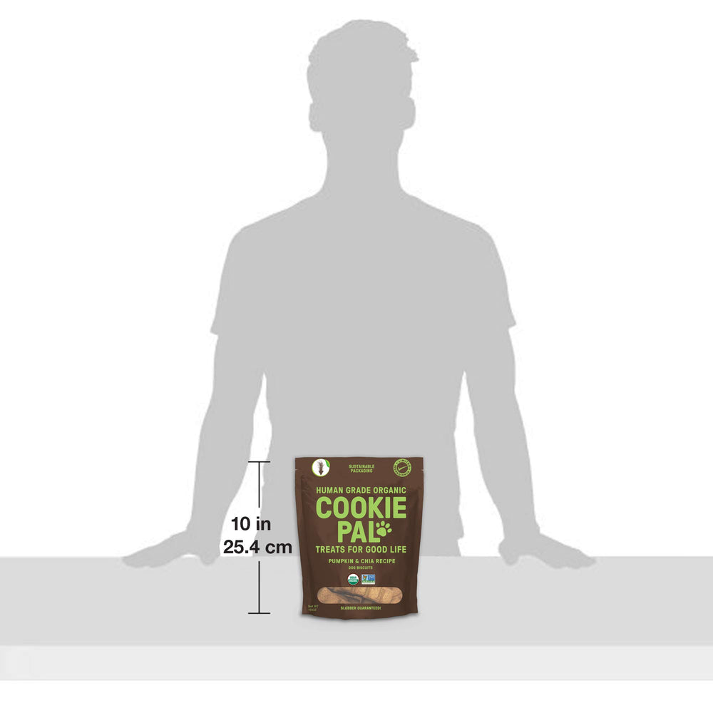 CookiePal pumpkin chia treats portable pack for travel with dogs.