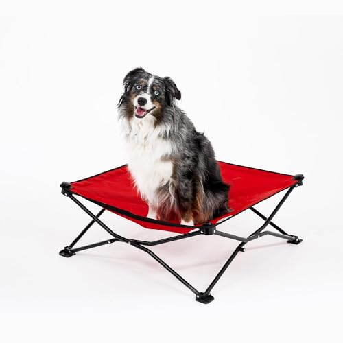 Coolaroo On-The-Go bed outdoors, adventure-ready and portable for camping or parks.
