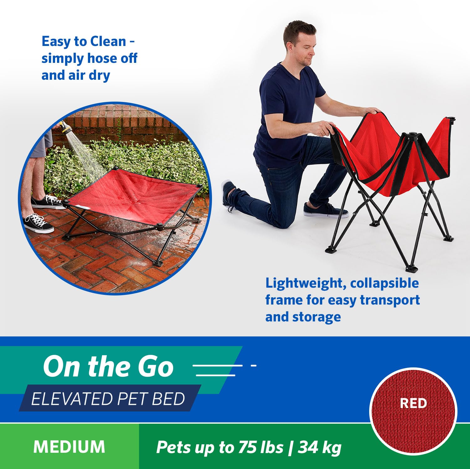 Coolaroo On-The-Go bed fabric resists moisture and is easy to hose off or wipe clean.