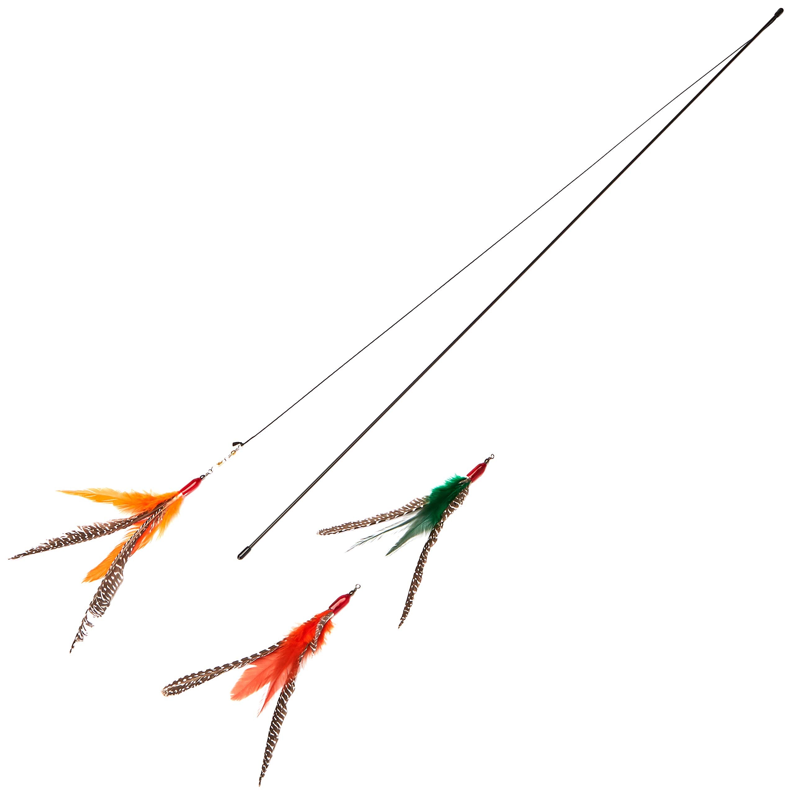 CoolCyberCats GoCat Da Bird rod with Guinea Feather refill enables interactive exercise and bird-like chasing fun
