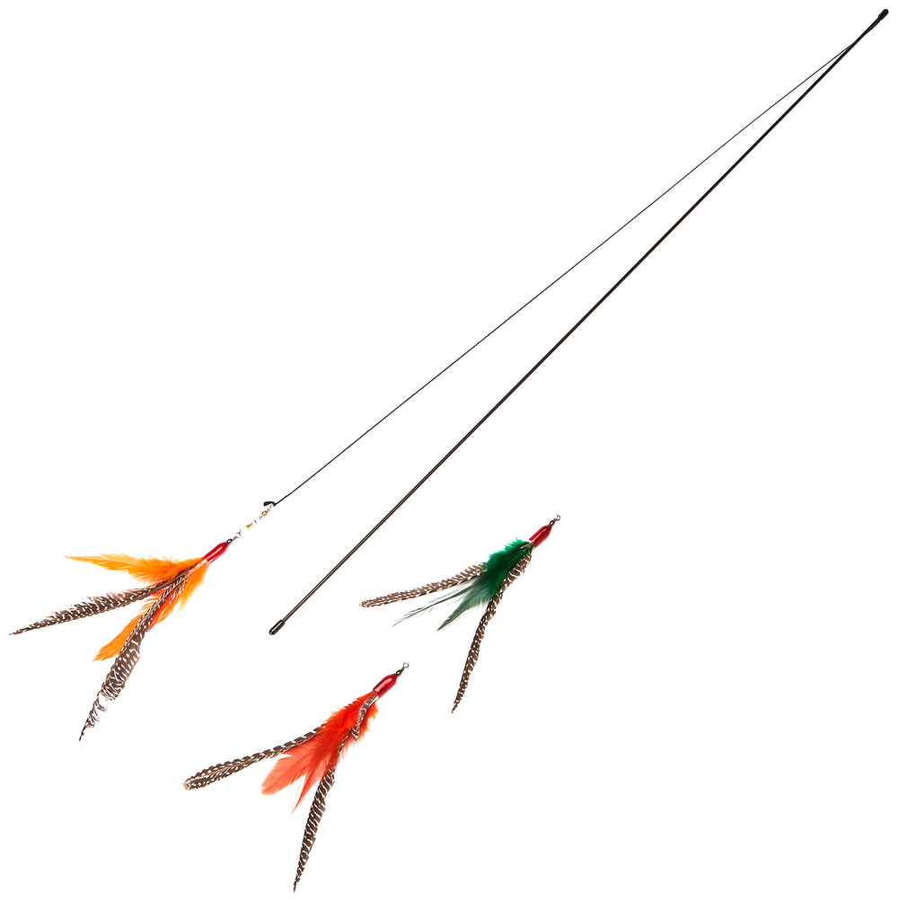 CoolCyberCats GoCat Da Bird rod with Guinea Feather refill enables interactive exercise and bird-like chasing fun