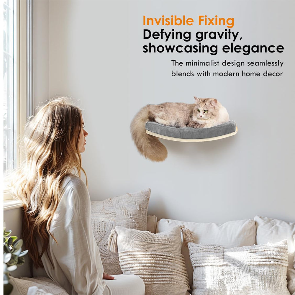 COOLEX cat shelf space-saving design shown mounted on a wall.