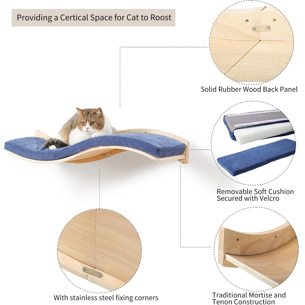 COOLEX cat wall shelf plush cushion close-up highlights comfortable resting area.
