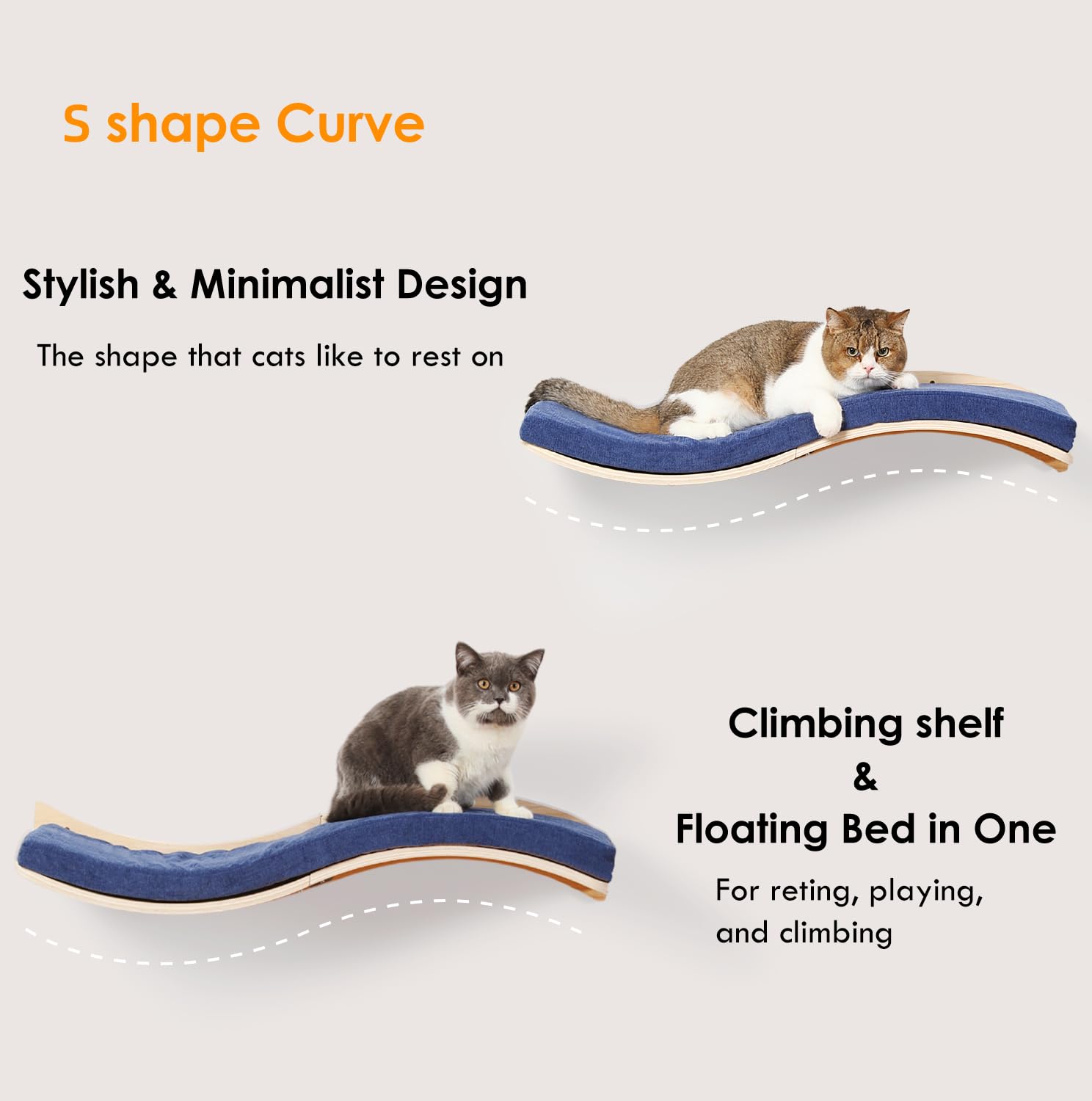 COOLEX shelves support up to 70 pounds for sturdy multi-cat use.