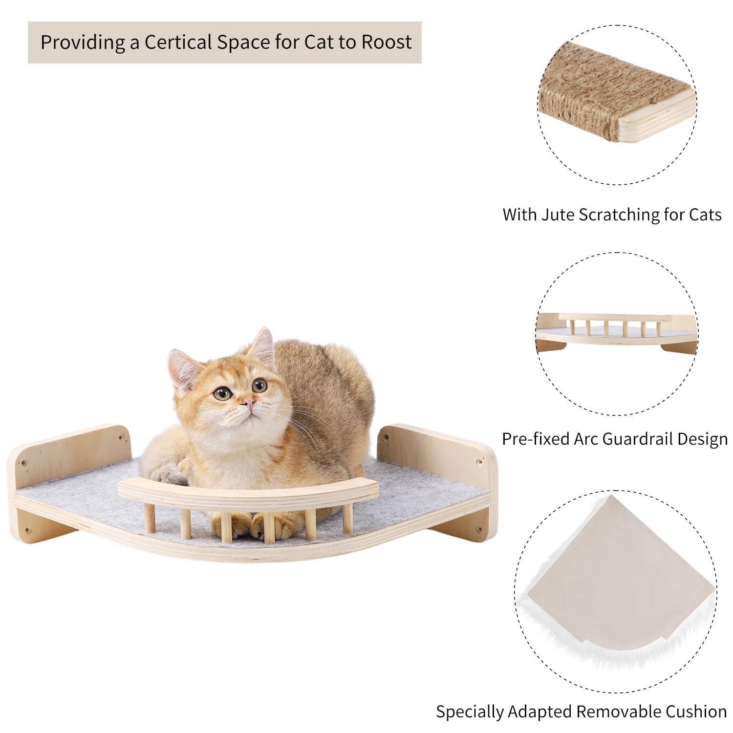 COOLEX cat wall shelves metal brackets ensure sturdy, wobble-free installation