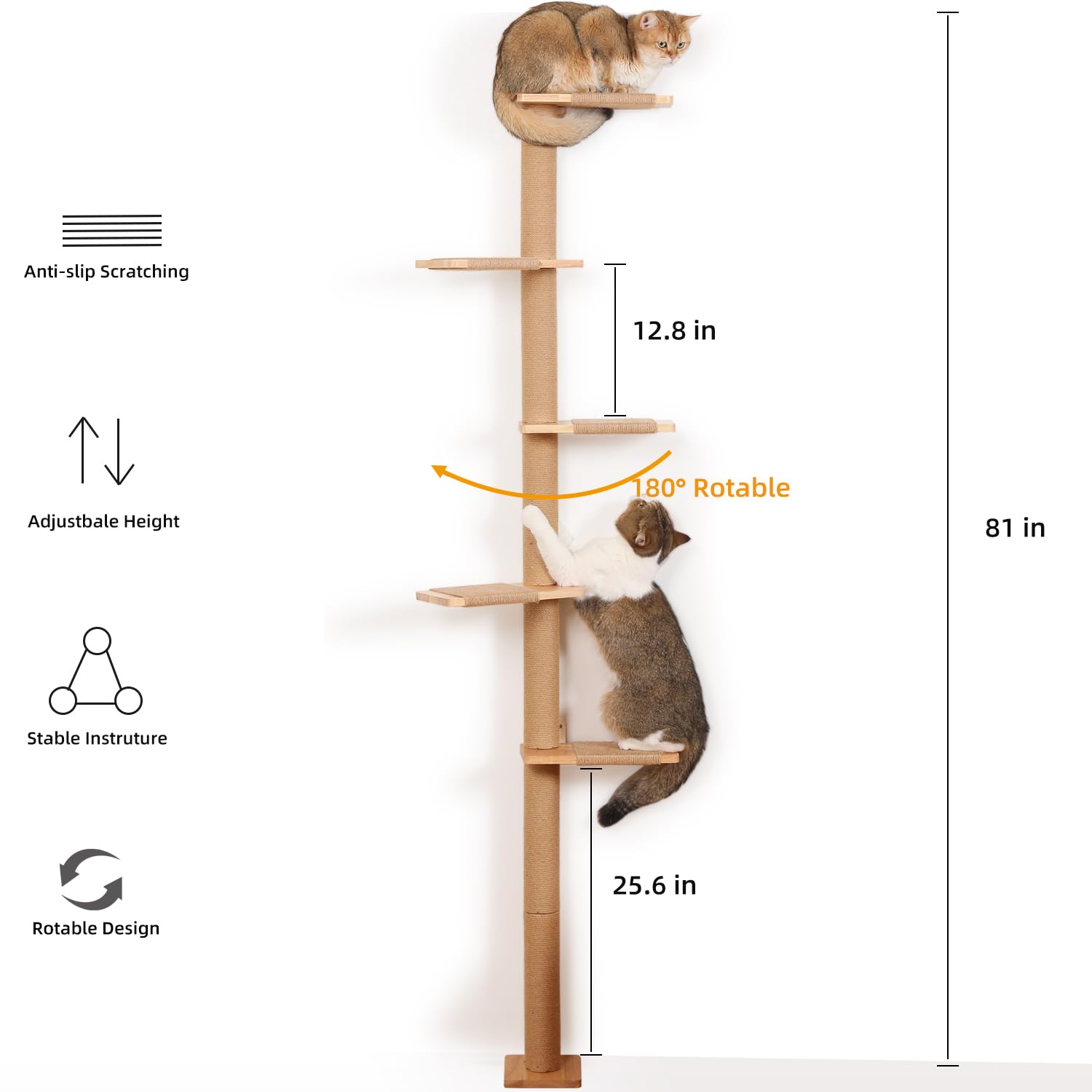 COOLEX wall-mounted scratching post provides stability and space-saving design.